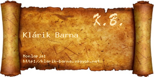 Klárik Barna névjegykártya